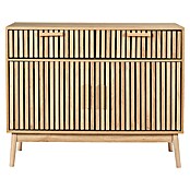 Home Deco Factory Klaus Aparador (L x An x Al: 35 x 100 x 80 cm, Marrón, Número de cajones: 2 ud., Número de puertas: 2 ud., Diseño acanalado) | BAUHAUS