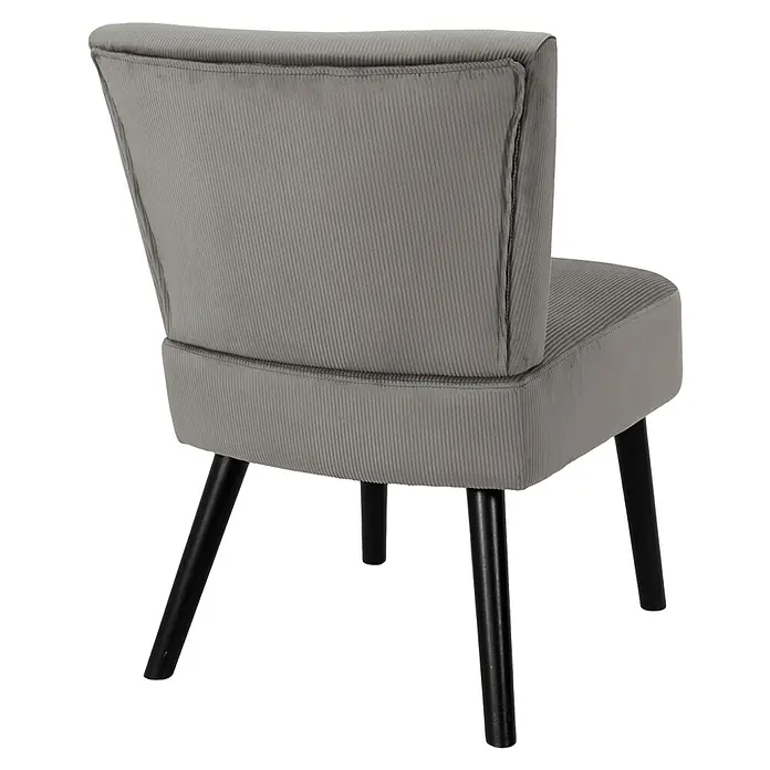 Home Deco Factory Giulia Silla - L x An x Al: 55 x 68 x 76 cm, Gris - Vista posterior de una silla de pana gris con patas negras. Silla cómoda y elegante para tu hogar.