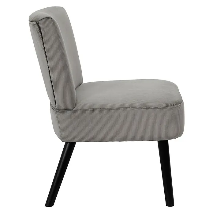 Home Deco Factory Giulia Silla - L x An x Al: 55 x 68 x 76 cm, Gris - Una elegante silla de pana gris con patas negras. Perfecta para el comedor o como pieza de acento. Diseño cómodo y moderno.