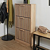 Home Deco Factory Klaus Zapatero (L x An x Al: 24 x 60 x 113 cm, Marrón, Número de compartimentos: 3 ud., Diseño acanalado) | BAUHAUS