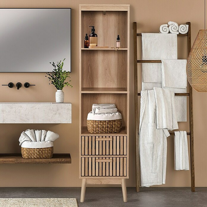 Home Deco Factory Klaus Librería (L x An x Al: 30 x 40 x 160 cm, Marrón, Diseño acanalado) | BAUHAUS