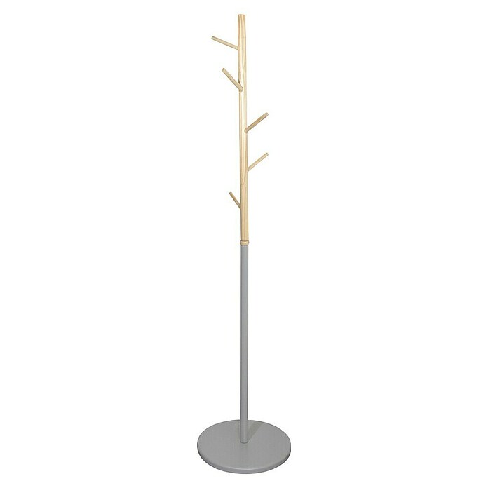 Home Deco Factory Perchero de pie Miko (Ø x Al: 40 x 173 cm, Número de ganchos: 5 ud., Gris/Madera) | BAUHAUS