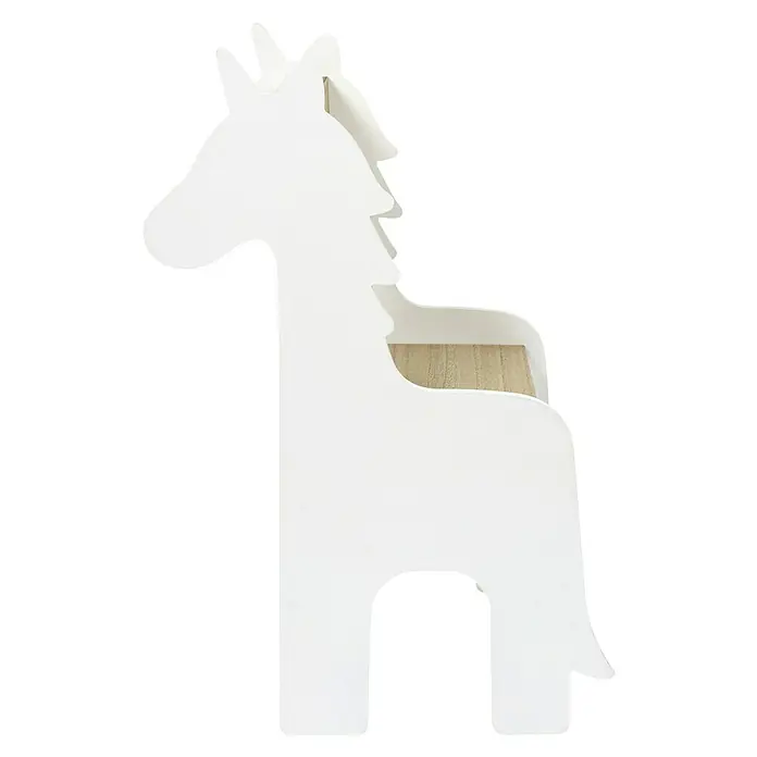 Home Deco Kids Silla Unicornio - Blanco/Madera, Específico para: Niños pequeños - Estantería blanca para niños con forma de caballo para guardar libros y juguetes, que es elegante y funcional.