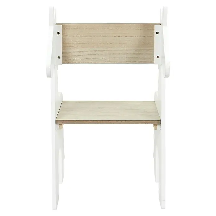 Home Deco Kids Silla Unicornio - Blanco/Madera, Específico para: Niños pequeños - Aquí hay una silla de madera blanca con asiento y respaldo de madera clara. La silla tiene un diseño sencillo y moderno.