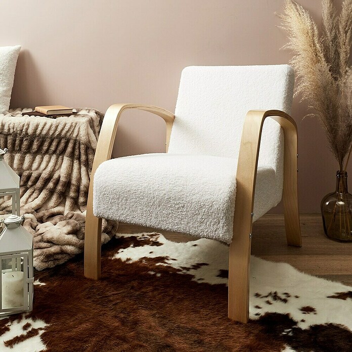 Home Deco Factory Sillón Hella (L x An x Al: 61 x 80 x 75 cm, Blanco, Textil rizado) | BAUHAUS