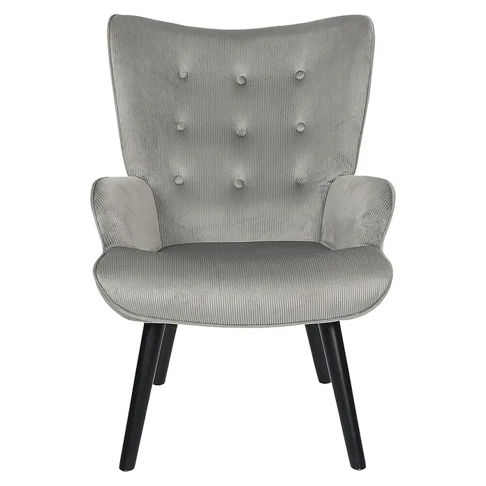 Home Deco Factory Giulia Sillón - L x An x Al: 75 x 68 x 96 cm, Gris - Elegante sillón gris con detalles de botones y patas negras. Este elegante sillón ofrece confort y sofisticación a cualquier habitación.