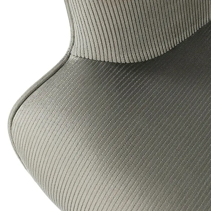 Home Deco Factory Giulia Sillón - L x An x Al: 75 x 68 x 96 cm, Gris - Primer plano de una silla gris acanalada que combina confort y diseño moderno. La textura resalta la alta calidad artesanal.