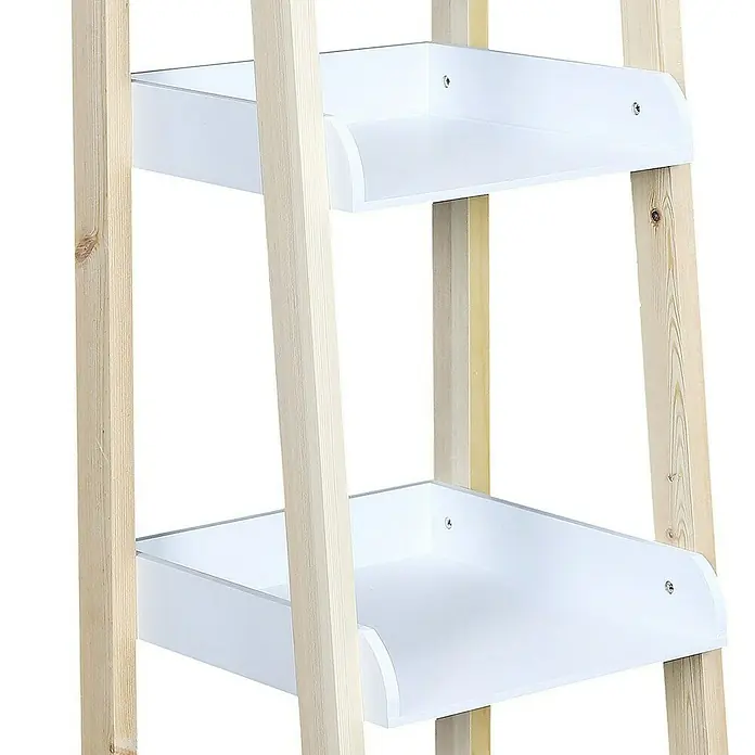 Home Deco Kids Estantería de madera - MDF, Blanco/Natural, Específico para: Niños de 3 a 5 años - Primer plano de una estantería de madera con dos estantes blancos, que muestra un diseño minimalista y funcional.