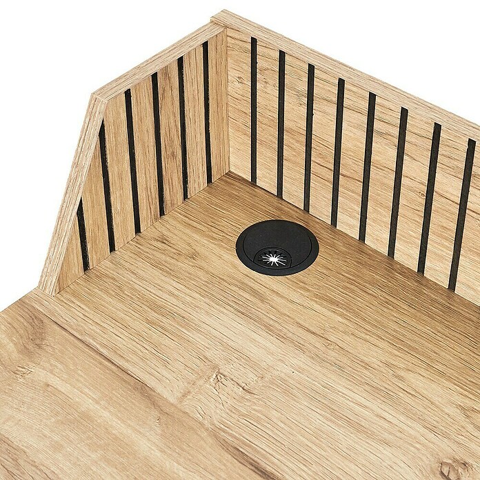 Home Deco Factory Klaus Mesa de escritorio (L x An x Al: 50 x 90 x 84,5 cm, Marrón/Negro, Diseño acanalado) | BAUHAUS