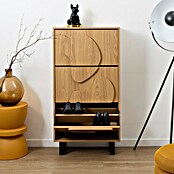 Home Deco Factory Calypso Zapatero (L x An x Al: 24 x 60 x 115 cm, Marrón/Negro, Número de compartimentos: 3 ud., Relieves curvos) | BAUHAUS