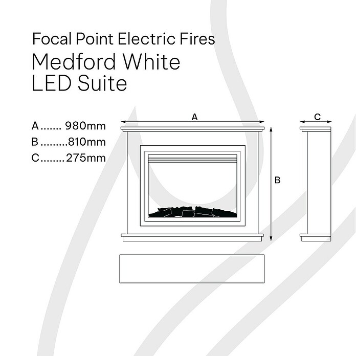 Focalpoint Chimenea eléctrica Medford (2.000 W, Blanco, 27,5 x 98 x 81 cm) | BAUHAUS