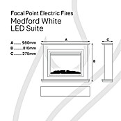 Focalpoint Chimenea eléctrica Medford (2.000 W, Blanco, 27,5 x 98 x 81 cm) | BAUHAUS