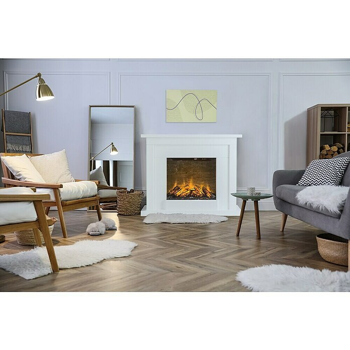 Focalpoint Chimenea eléctrica Atherstone Slate (2.000 W, Blanco, 24 x 100 x 80 cm) | BAUHAUS