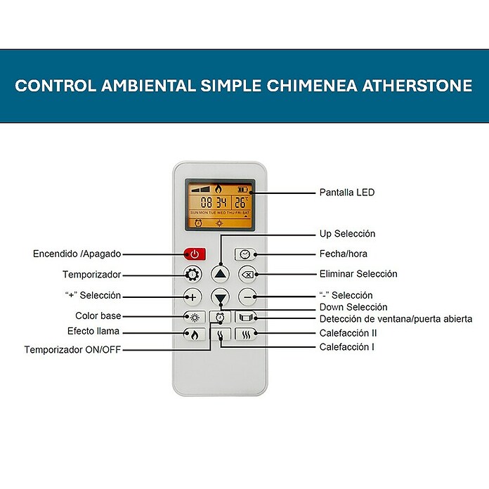 Focalpoint Chimenea eléctrica Atherstone Slate (2.000 W, Blanco, 24 x 100 x 80 cm) | BAUHAUS