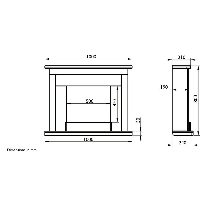 Focalpoint Chimenea eléctrica Atherstone Slate (2.000 W, Blanco, 24 x 100 x 80 cm) | BAUHAUS