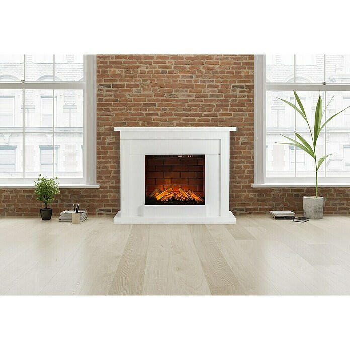 Focalpoint Chimenea eléctrica Atherstone Brick (2.000 W, Blanco, 24 x 100 x 80 cm) | BAUHAUS