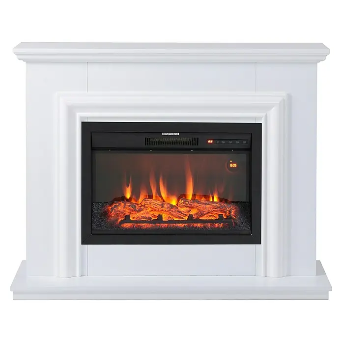 Focalpoint Chimenea eléctrica Amersham - Blanco, 1.000 W - 2.000 W, 33 x 114 x 88,6 cm - Chimenea eléctrica blanca con llamas realistas y marco decorativo, perfecta para añadir ambiente a cualquier espacio habitable.