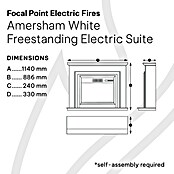 Focalpoint Chimenea eléctrica Amersham (2.000 W, Blanco, 33 x 114 x 88,6 cm) | BAUHAUS