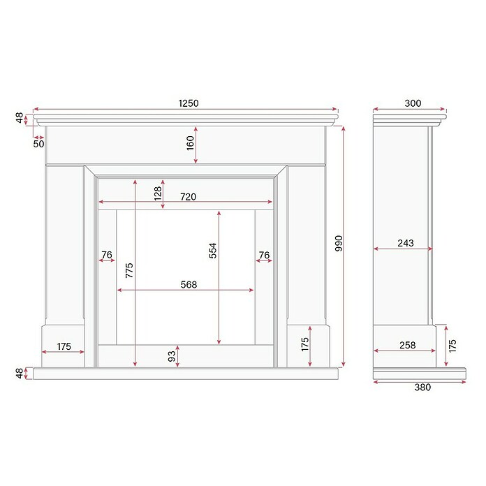 Focalpoint Chimenea eléctrica Kendal (2.000 W, Blanco, 38 x 125 x 99 cm) | BAUHAUS