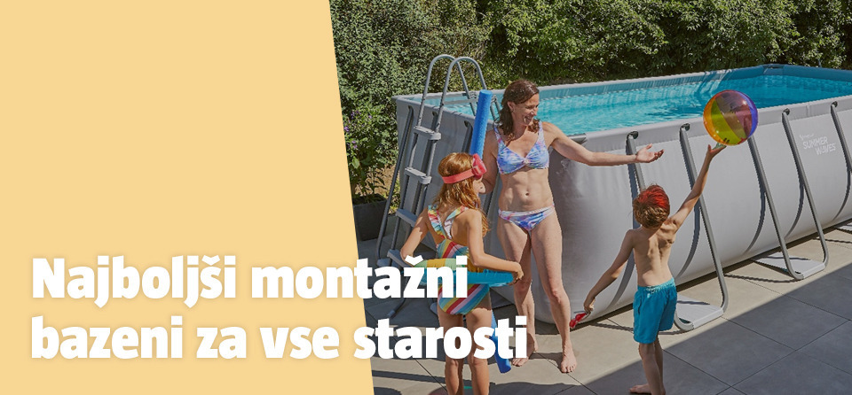 Montažni bazen na vrtu je še posebej zabaven za družine z otroki.