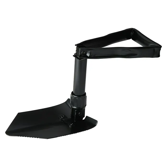 Freund Victoria Klappspaten - Mit Tritt, Schwarz - Bild einer schwarzen Klappspaten-Schaufel, ideal für Camping und Outdoor-Aktivitäten, robust und vielseitig einsetzbar.