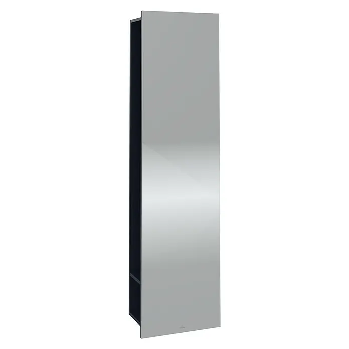 Villeroy & Boch Subway 3.0 Spiegelschrank - B x H: 45 x 170 cm, Marine Blue, Mit Regal rechts - Dieser elegante Hochschrank in Silber bietet stilvollen Stauraum für jedes moderne Badezimmer. Ein schlankes Design, ideal für Ordnung.