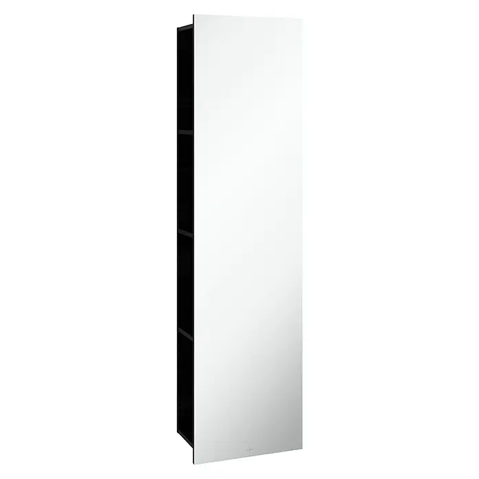 Villeroy & Boch Subway 3.0 Spiegelschrank - B x H: 45 x 170 cm, Black Oak, Mit Regal Links - Ein eleganter, schlanker Badezimmerschrank mit Spiegel. Ideal für mehr Stauraum und ein modernes Ambiente im Bad.