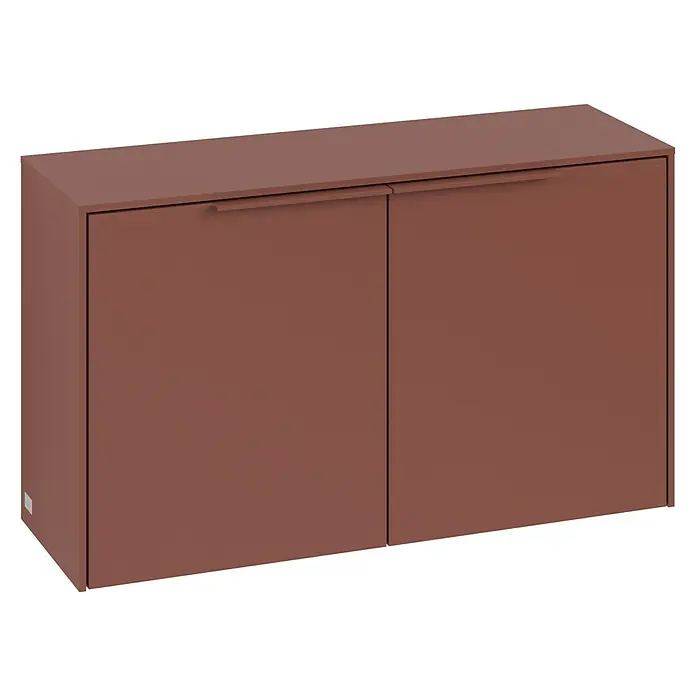 Villeroy & Boch Subway 3.0 Seitenschrank - B x T x H: 72,8 x 25,6 x 42,3 cm, Wine Red, DIN Anschlag: Links/Rechts, Farbe Griff: Monochrom - Elegantes braunes Sideboard mit zwei Türen und minimalistischem Design, ideal für moderne Wohnräume.