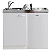 Respekta Miniküche Pantry100 (100 cm, Mit Duo-Kochmulde + Kühlschrank, Weiß)
