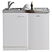 Respekta Miniküche Pantry MK100WC (100 cm, Mit Glaskeramikkochfeld + Kühlschrank, Weiß)