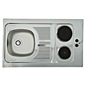 Respekta Miniküche Pantry100 (100 cm, Mit Duo-Kochmulde + Kühlschrank, Weiß)