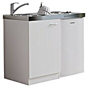 Respekta Miniküche Pantry100 (100 cm, Mit Duo-Kochmulde + Kühlschrank, Weiß)