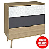 Home Deco Factory Sven Cómoda (L x An x Al: 39 x 75 x 80 cm, Madera/Blanco/Antracita, Número de cajones: 3 ud., Detalles geométricos) | BAUHAUS