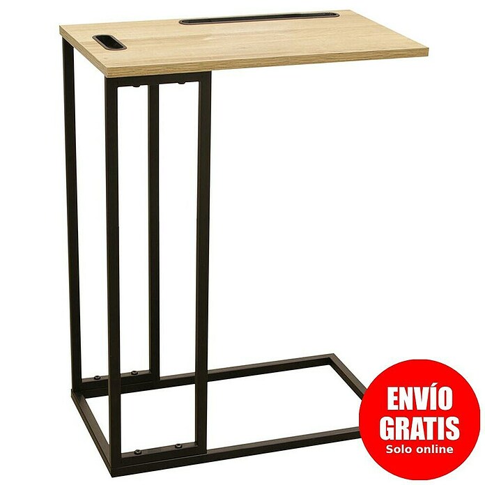 Home Deco Factory Mesa auxiliar (L x An x Al: 28 x 48 x 62,5 cm, Negro/Beige, Con soporte para tablet) | BAUHAUS