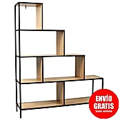 Home Deco Factory Edison Estantería metálica (L x An x Al: 30 x 120 x 146 cm, Metal/Madera, Negro/Marrón, Forma de escalera) | BAUHAUS