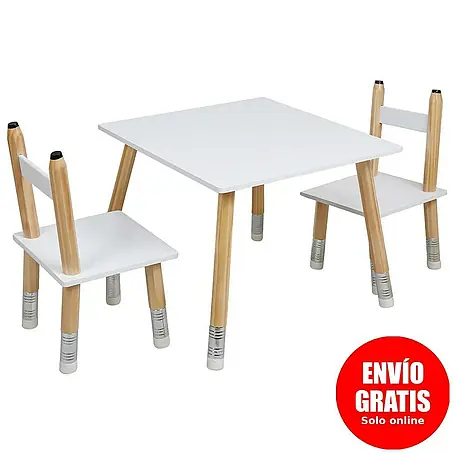 Home Deco Kids  Mesa infantil con sillas Lápiz