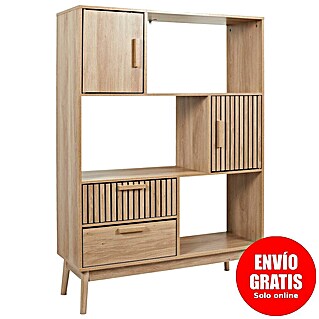 Home Deco Factory Klaus Estantería de madera (L x An x Al: 35 x 100 x 140 cm, Marrón, Diseño acanalado)