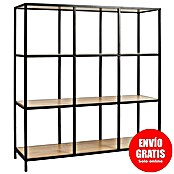 Home Deco Factory Loka Librería (L x An x Al: 32 x 99 x 105,5 cm, Negro/Marrón, Metal/MDF) | BAUHAUS