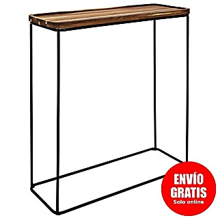Home Deco Factory Mesa auxiliar Acacia (L x An: 30 x 80 cm, Marrón/Negro)