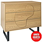 Home Deco Factory Calypso Cómoda (L x An x Al: 49 x 90 x 79 cm, Marrón/Negro, Número de cajones: 3 ud., Relieves curvos) | BAUHAUS