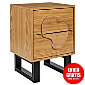 Home Deco Factory Calypso Mesita de noche (L x An x Al: 35 x 40 x 55 cm, Marrón/Negro, Número de cajones: 2 ud., Relieves curvos) | BAUHAUS