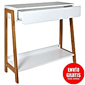 Home Deco Factory Mesa auxiliar (L x An x Al: 34 x 83,8 x 77 cm, Blanco/Marrón, MDF) | BAUHAUS