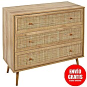 Home Deco Factory Bali Cómoda (L x An x Al: 39 x 90 x 79 cm, Marrón, Número de cajones: 3 ud., Con ratán trenzado) | BAUHAUS