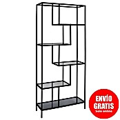 Home Deco Factory Edison Estantería metálica (L x An x Al: 30 x 80 x 180 cm, Metal/Vidrio templado, Negro) | BAUHAUS