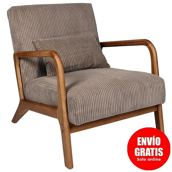 Home Deco Factory Sillón Scott (L x An x Al: 83,5 x 64,5 x 75 cm, Taupe, Textil canalé) | BAUHAUS