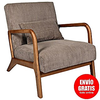 Home Deco Factory Sillón Scott (L x An x Al: 83,5 x 64,5 x 75 cm, Taupe, Textil canalé)