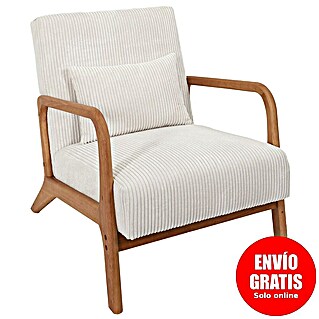 Home Deco Factory Sillón Scott (L x An x Al: 83,5 x 64,5 x 75 cm, Beige, Textil canalé)