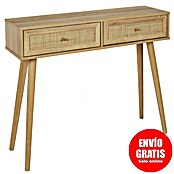 Home Deco Factory Bali Mesa auxiliar (L x An x Al: 29 x 100 x 81 cm, Marrón, Con ratán trenzado) | BAUHAUS