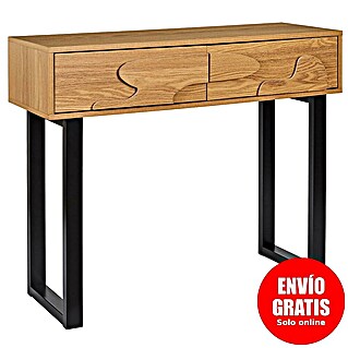 Home Deco Factory Calypso Mesa auxiliar (L x An x Al: 35 x 100 x 80 cm, MDF/Metal, Relieves curvos)