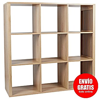 Home Deco Factory Klaus Estantería de madera (L x An x Al: 32 x 102 x 99 cm, Marrón, Diseño acanalado)